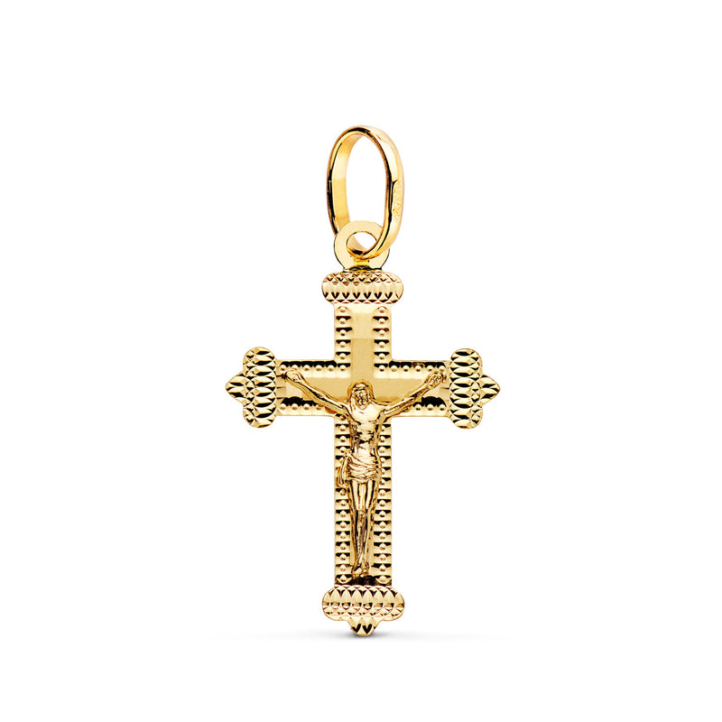 18K Yellow Gold Cross With Christ Carved 27 x 18 mm