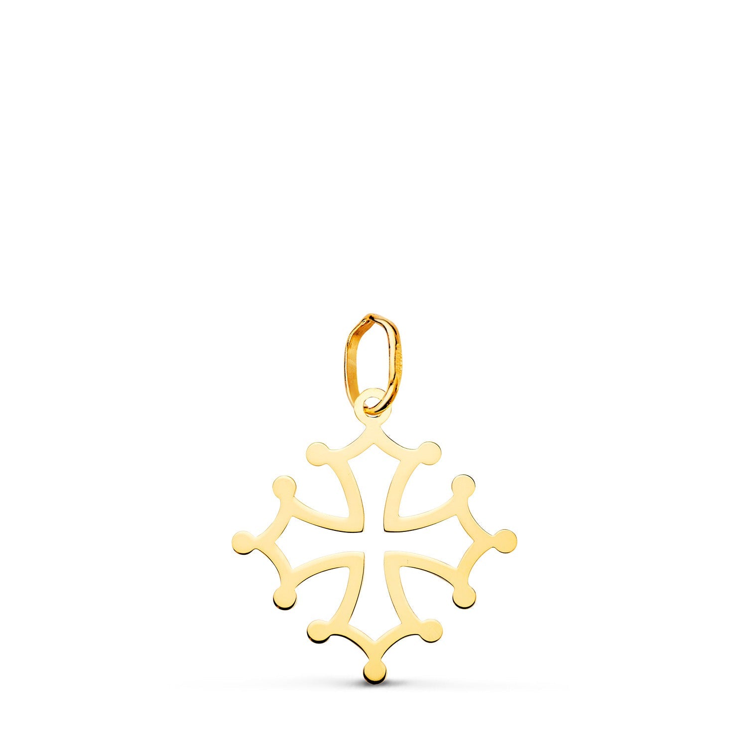 18K Occitania Cross Yellow Gold in Shine. 17 x 16 mm