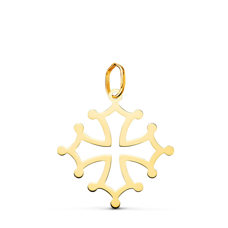 18K Cruz De Occitania Oro Amarillo En Brillo. 21 x 20 mm