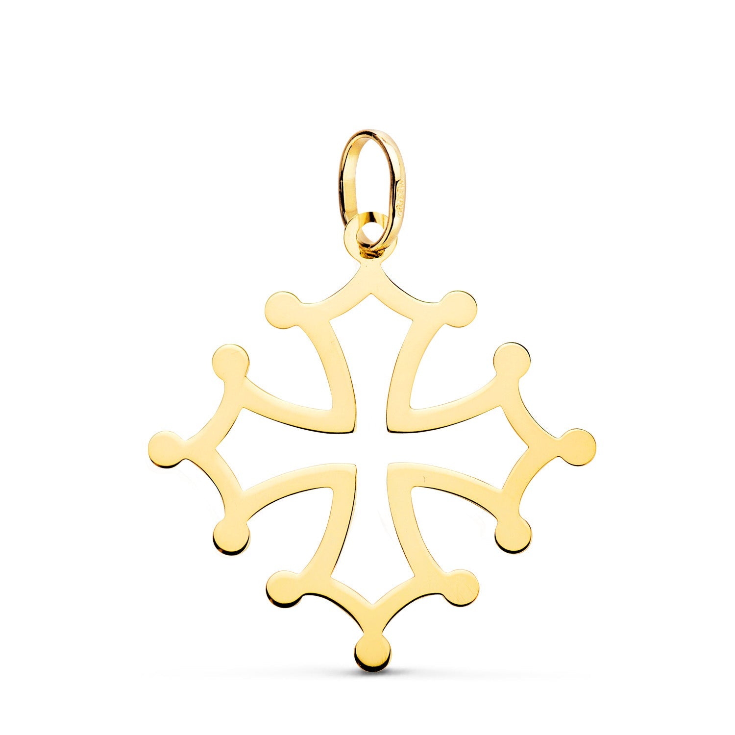 18K Occitania Cross Yellow Gold in Shine. 26 x 24 mm