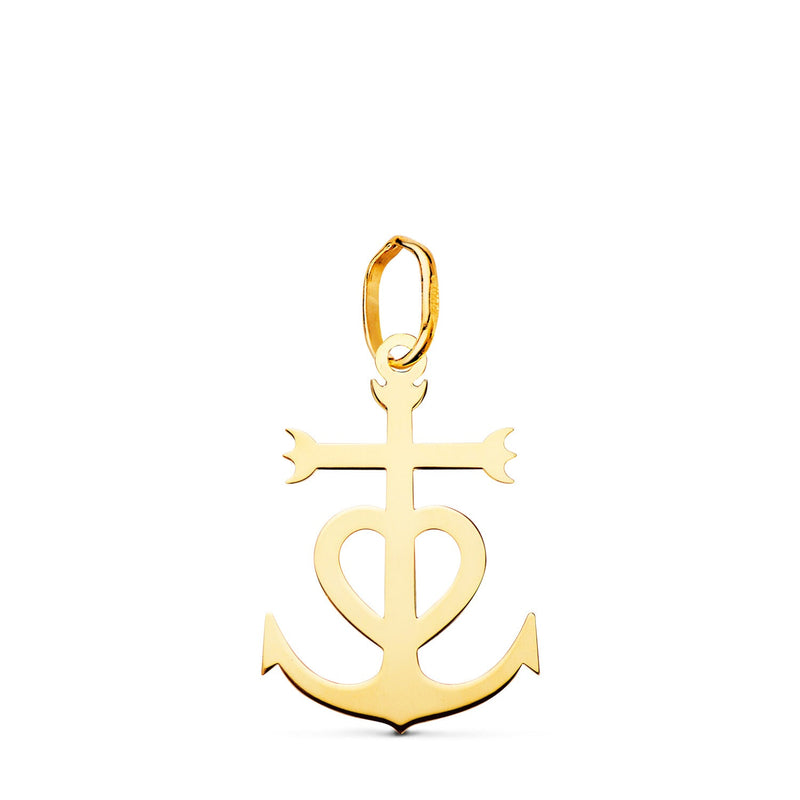 18K Bright Yellow Gold Camargue Cross. 17x12mm