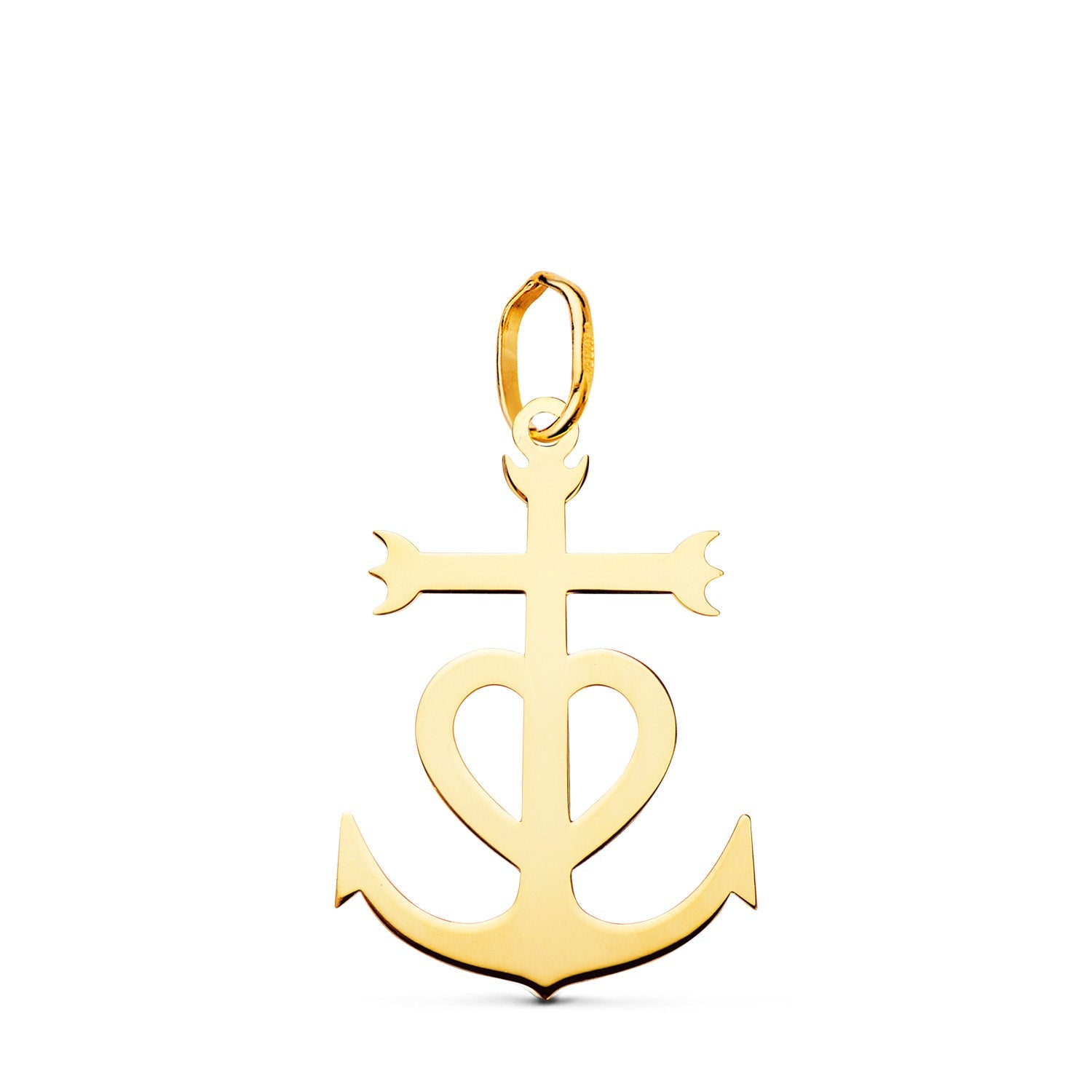18K Yellow Gold Camargue Cross in Shine. 22 x 15 mm