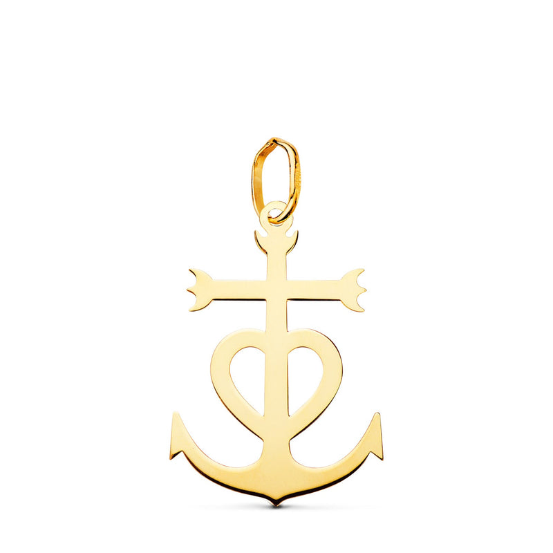 Croix de Camargue en or jaune vif 18 carats. 22x15mm