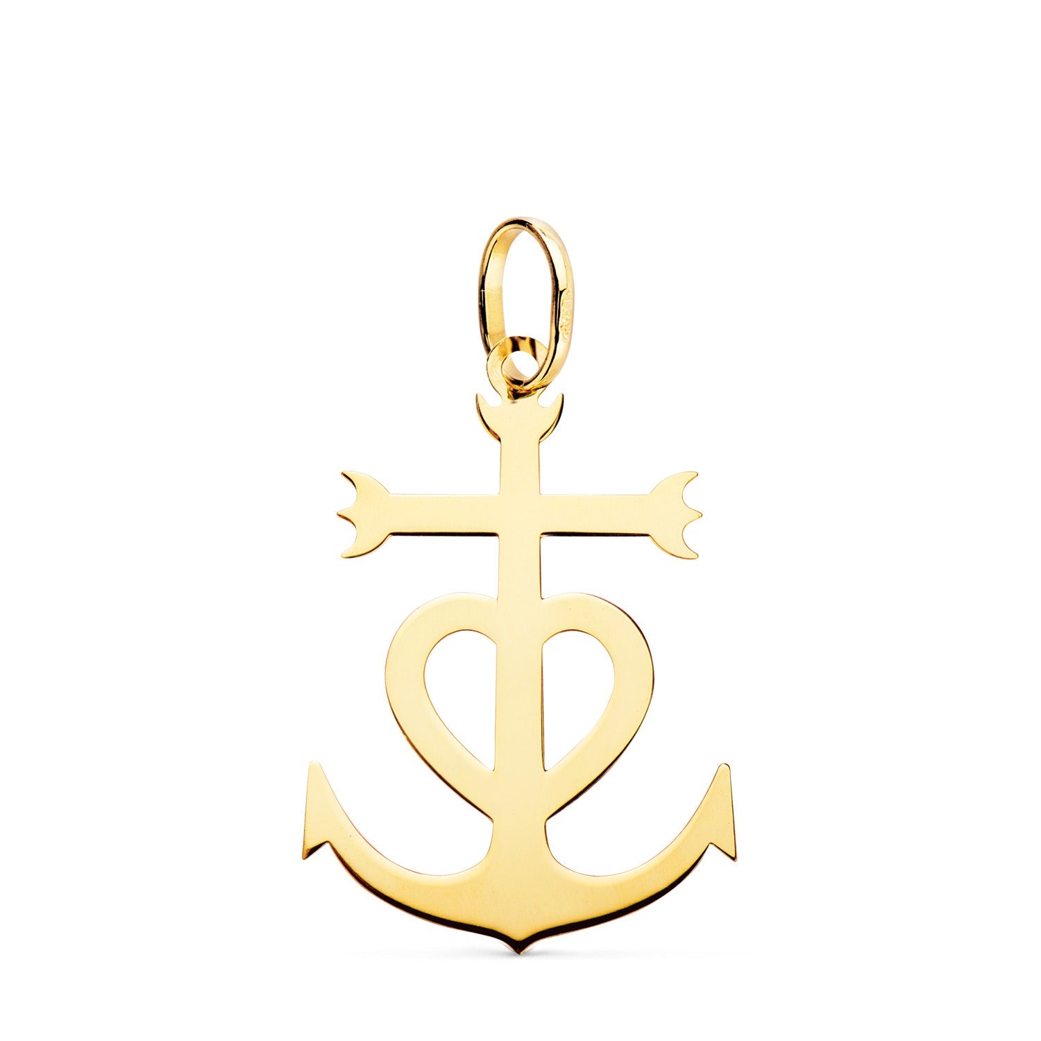 18K Cruz De La Camarga Oro Amarillo en Brillo. 27 x 19 mm