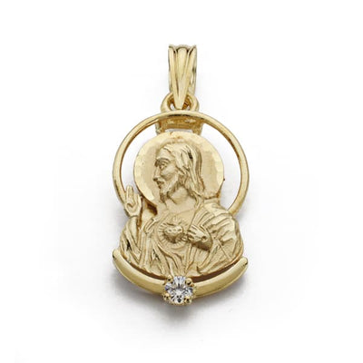 Pendentif 18K Christ Sacré-Cœur de Jésus Silhouette 21x11 mm