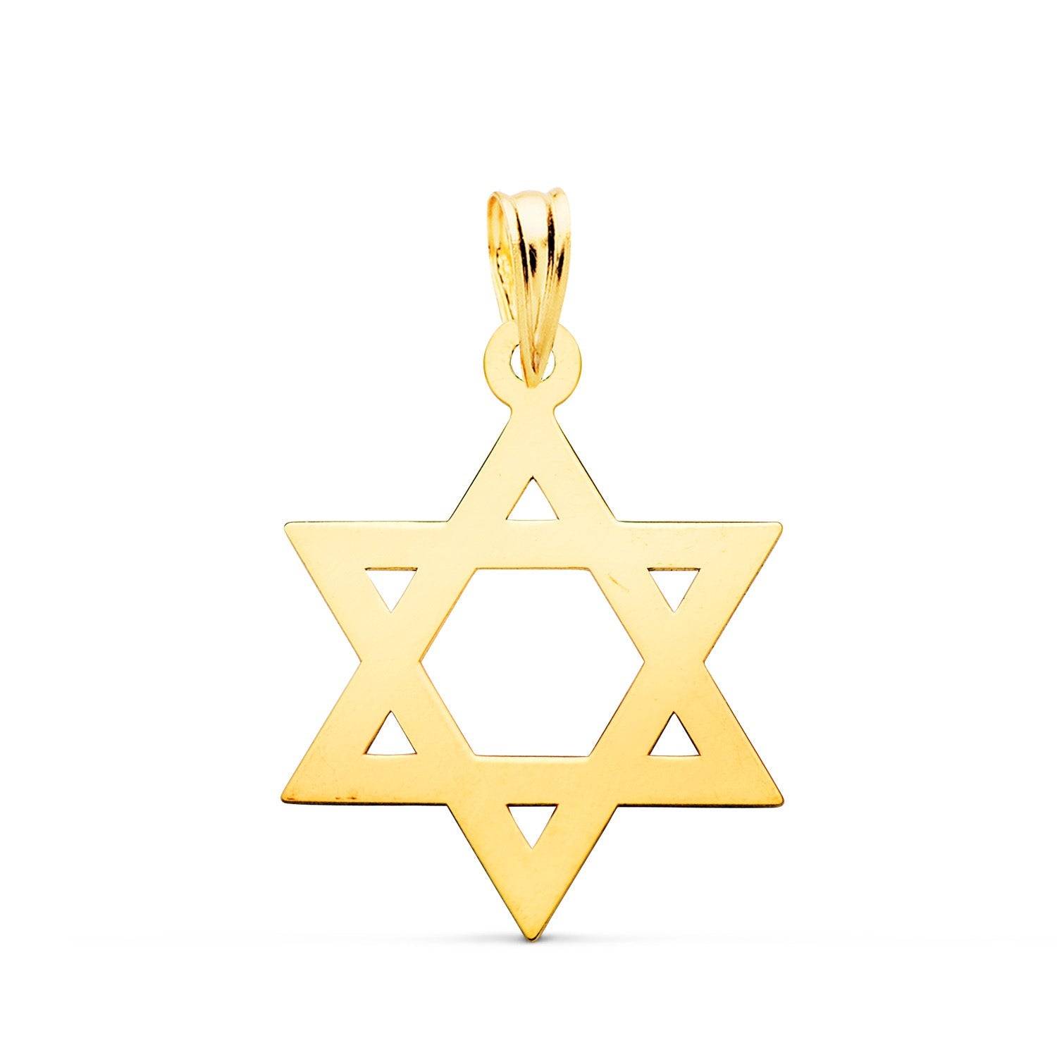 18K Yellow Gold Pendant Star of David Shine 22 x 17 mm