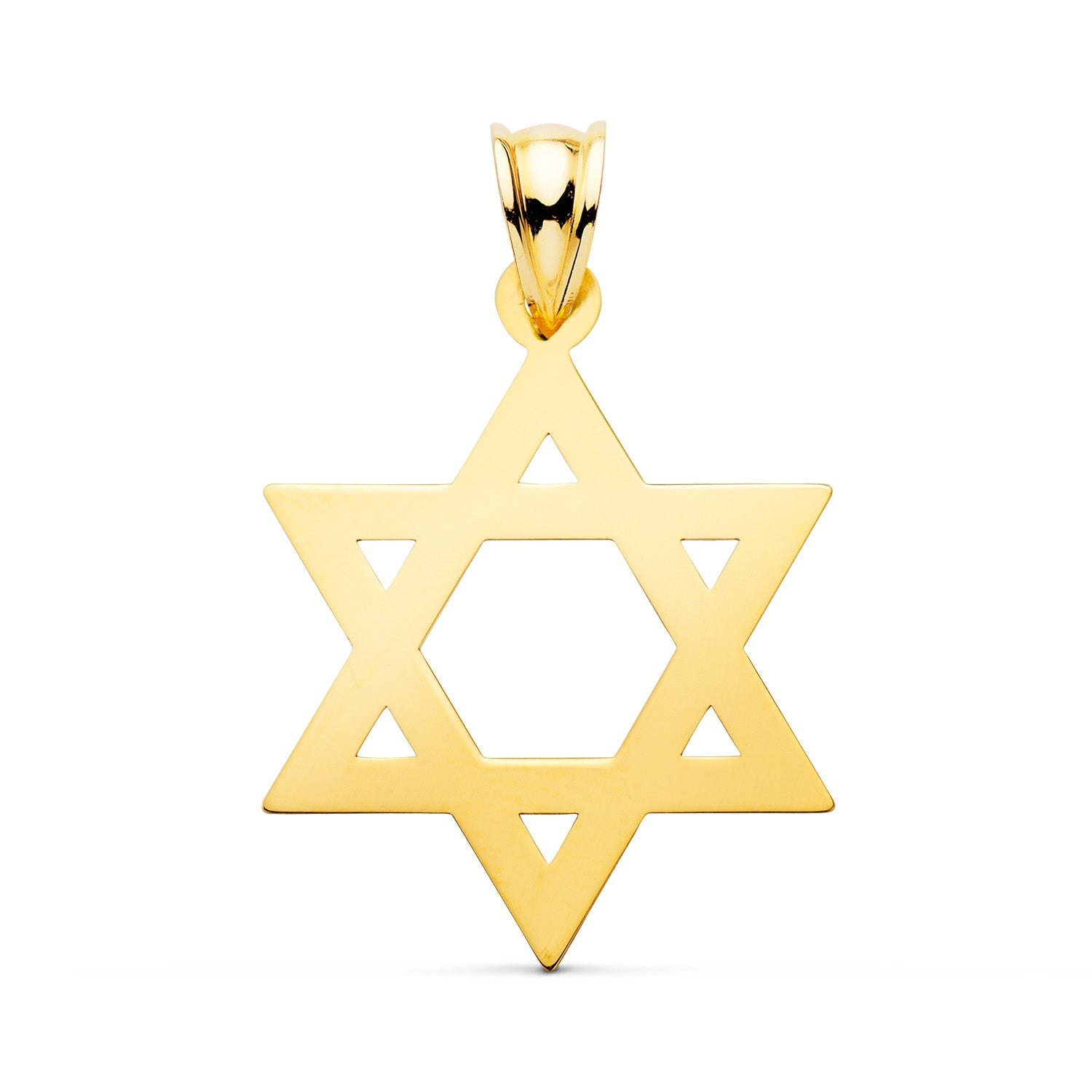 18K Yellow Gold Pendant Star of David Shine 28 x 21 mm