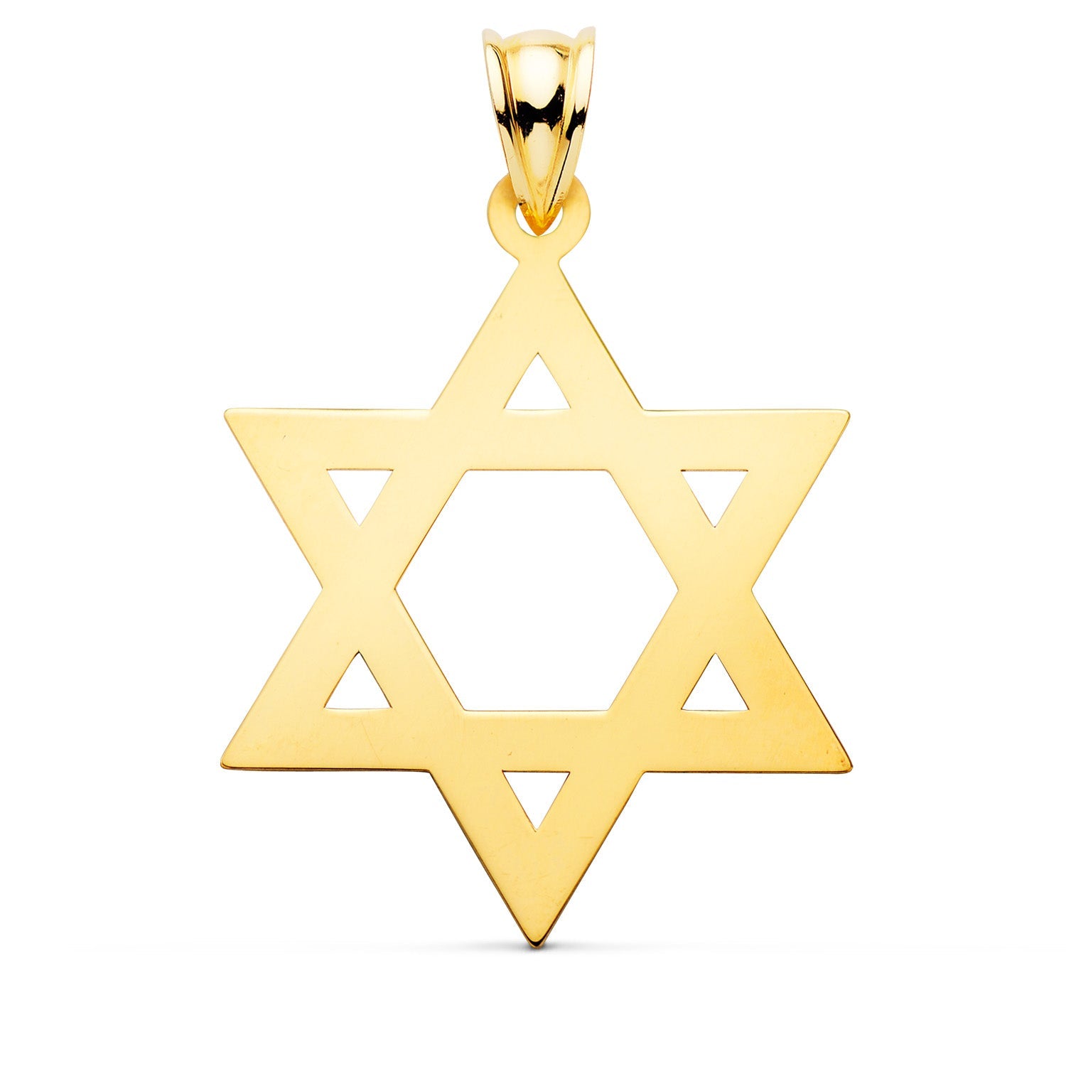 18K Yellow Gold Pendant Star of David Shine 33 x 26 mm