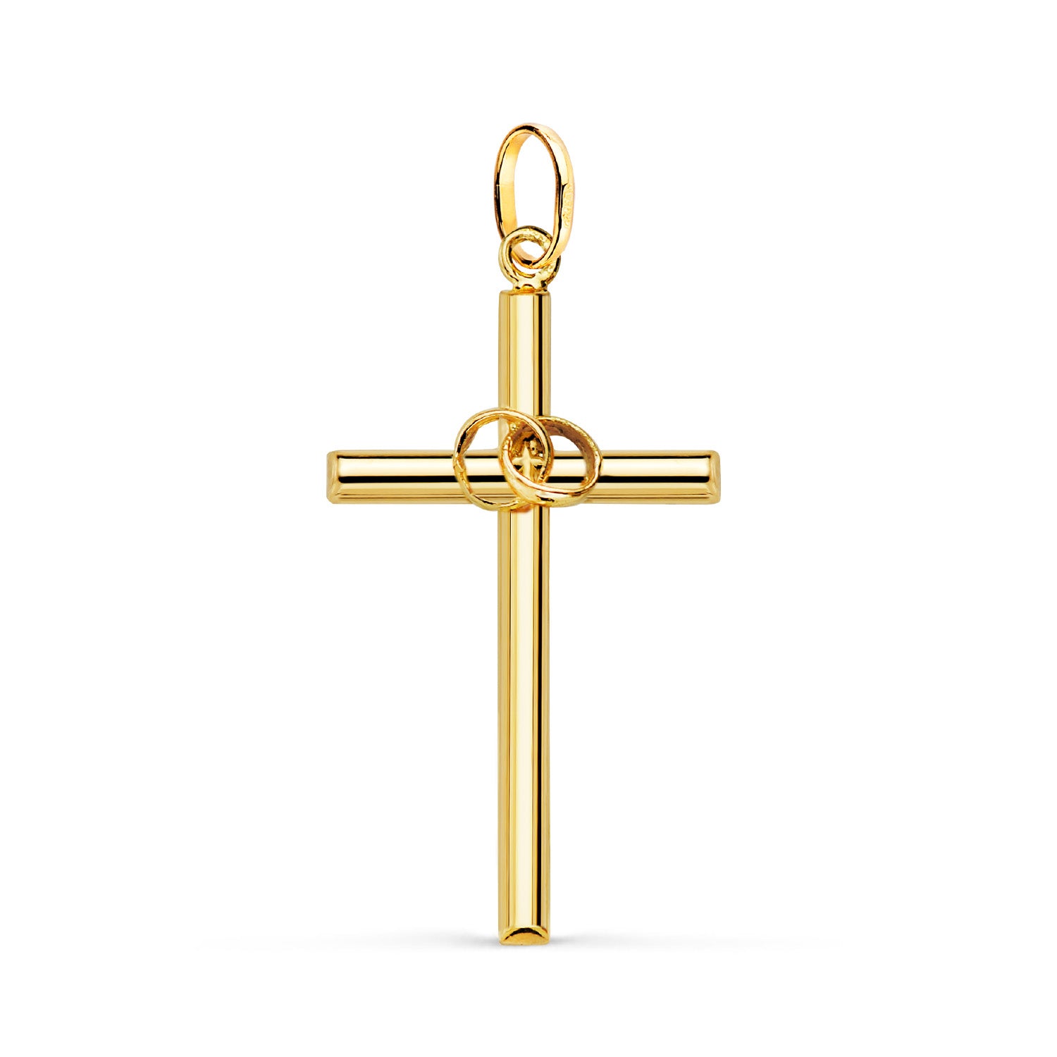 Cruz Hueca Alianzas Oro Amarillo 18k – 27x14 mm