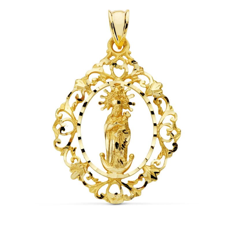 18K Medalla Virgen De La Almudena Cerco 37x27 mm