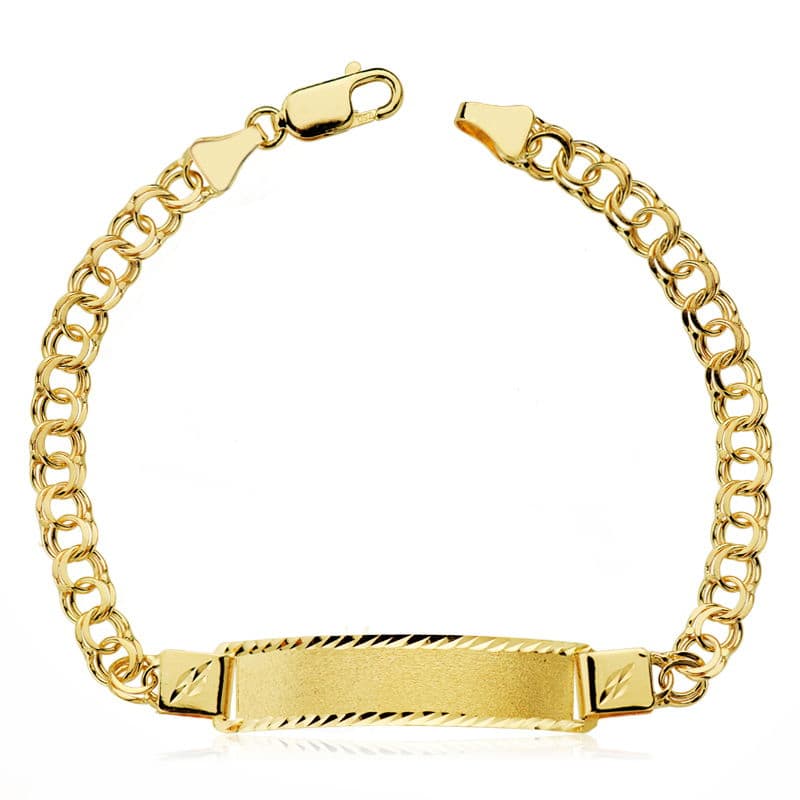 18K Hollow Hungarian Yellow Gold Bracelet 21.5 cm