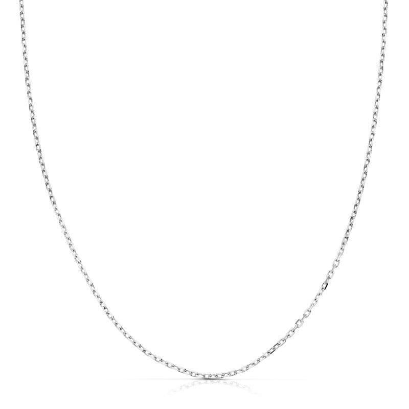 18K Cadena Maciza Oro Blanco Forzada 40 cm Ancho 1 mm