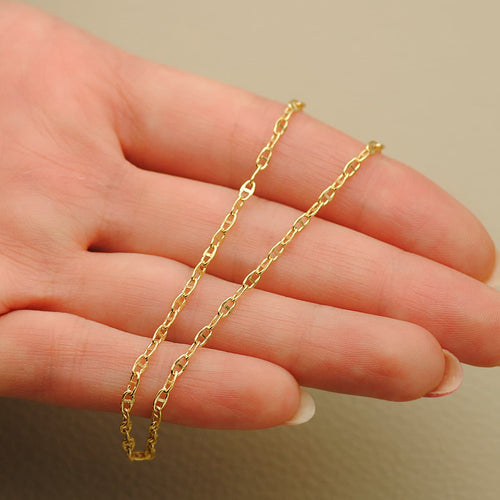 Chaîne d'ancre creuse en or jaune 18 carats Longueur 50 cm Largeur 2 mm