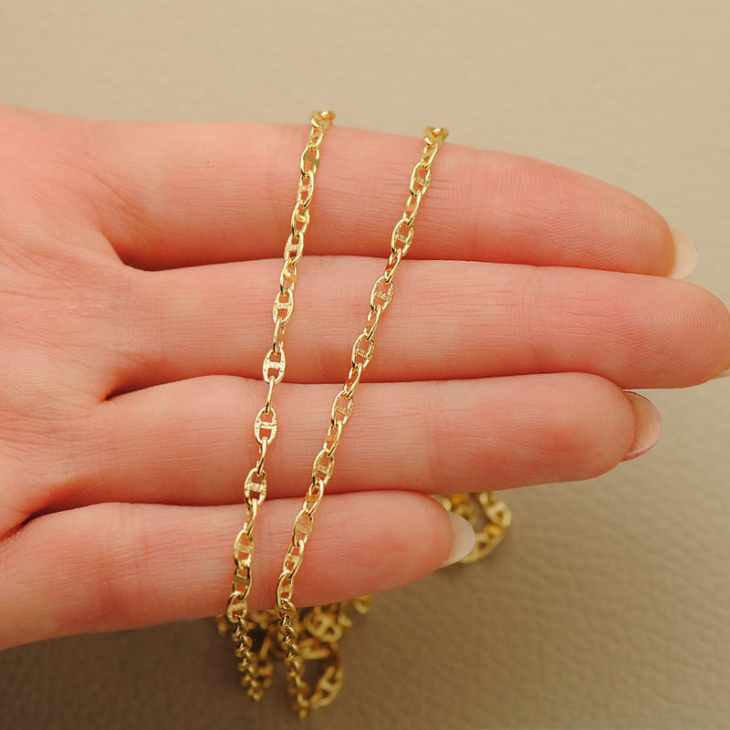18K Yellow Gold Chain Hollow Anchor Length 50 cm Width 2.5 mm