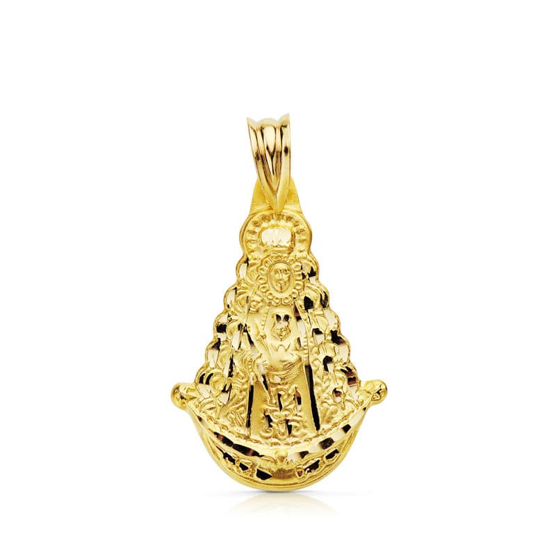 18K Virgen Del Rocio Silueta 30x20 mm Tallada