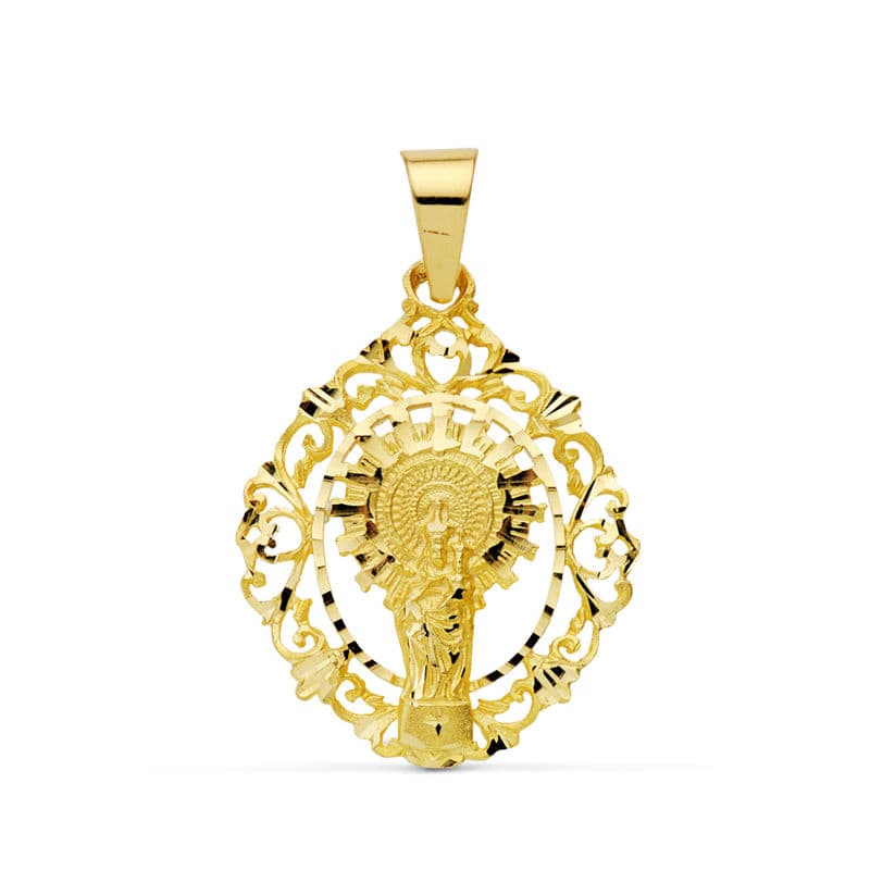 18K Medalla Virgen Pilar Orla 36x28 mm