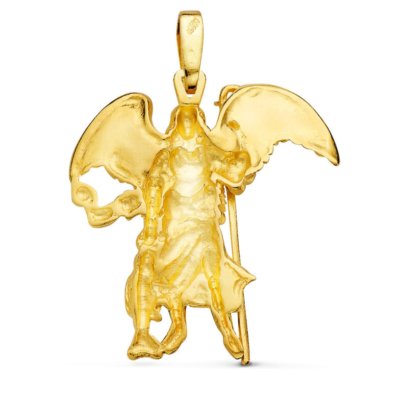 18K Yellow Gold Medal Saint Raphael Silhouette 33x29 mm