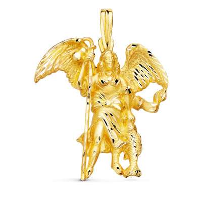 18K Yellow Gold Medal Saint Raphael Silhouette 33x29 mm