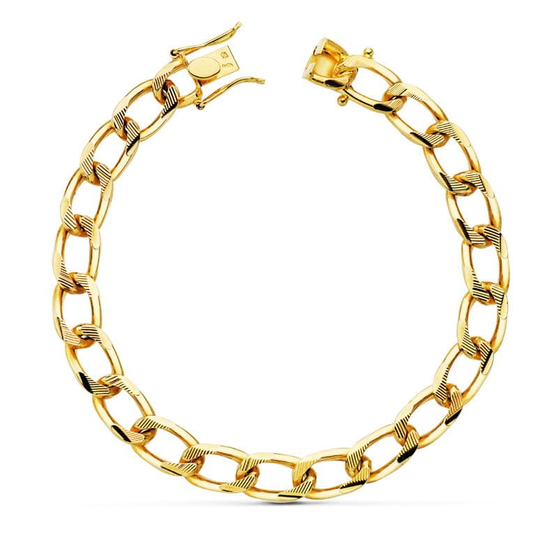 Bracelet de perles massif en or jaune 18 carats 8 mm 22 cm