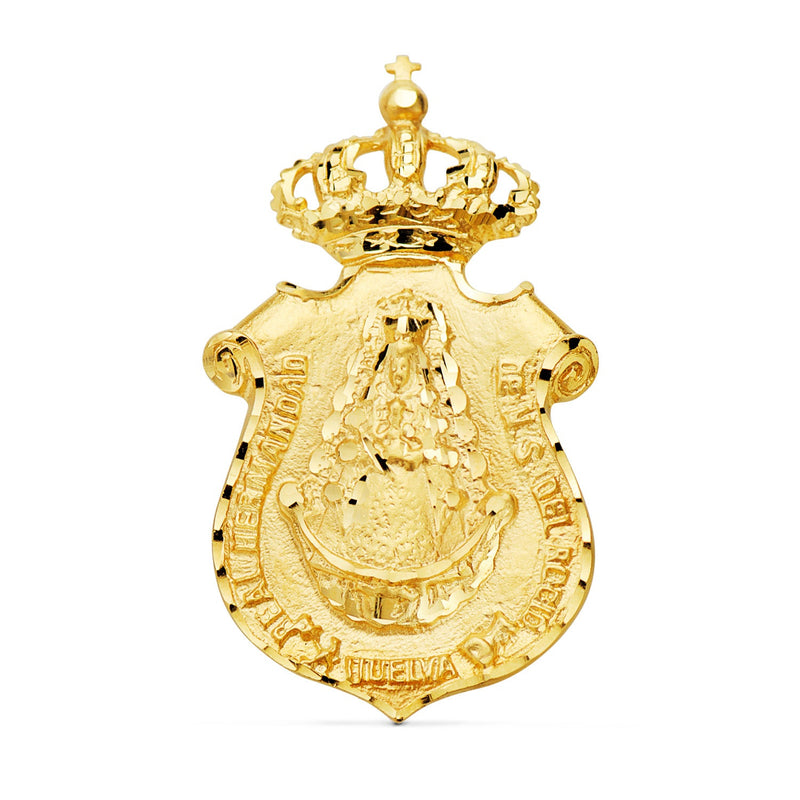 18K Yellow Gold Pendant Shield V. Del Rocio Huelva 46x25 mm
