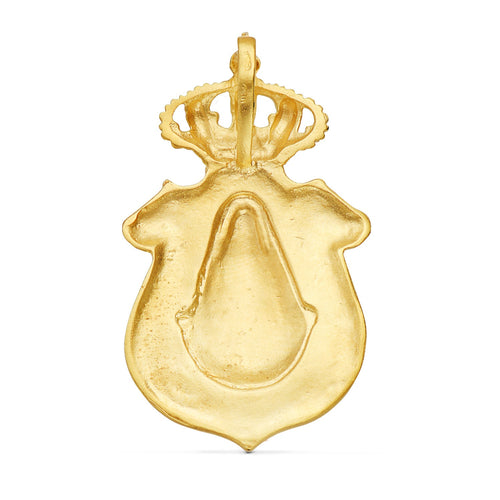 18K Yellow Gold Pendant Shield V. Del Rocio Huelva 46x25 mm