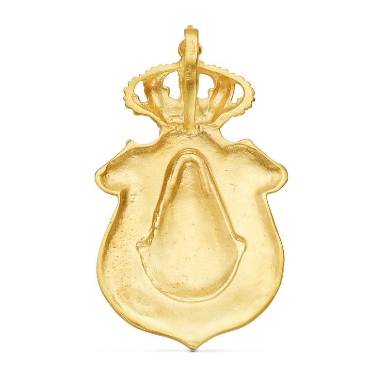 18K Yellow Gold Pendant Shield V. Del Rocio Huelva 46x25 mm