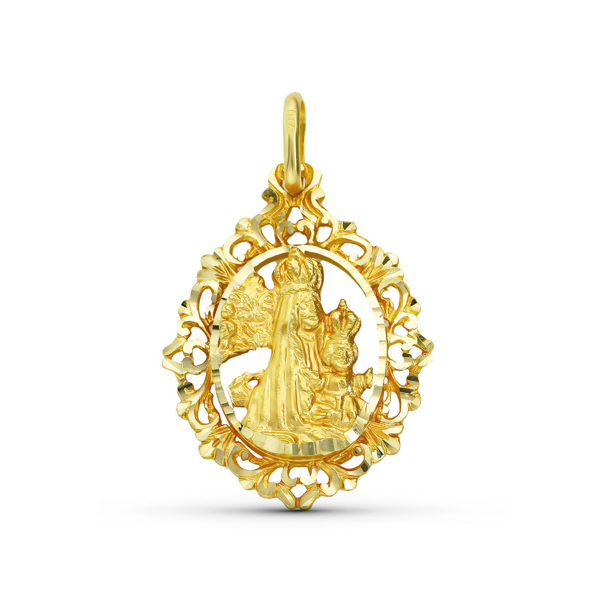 18K Medal Virgin of Tiscar Frame 25x20 mm