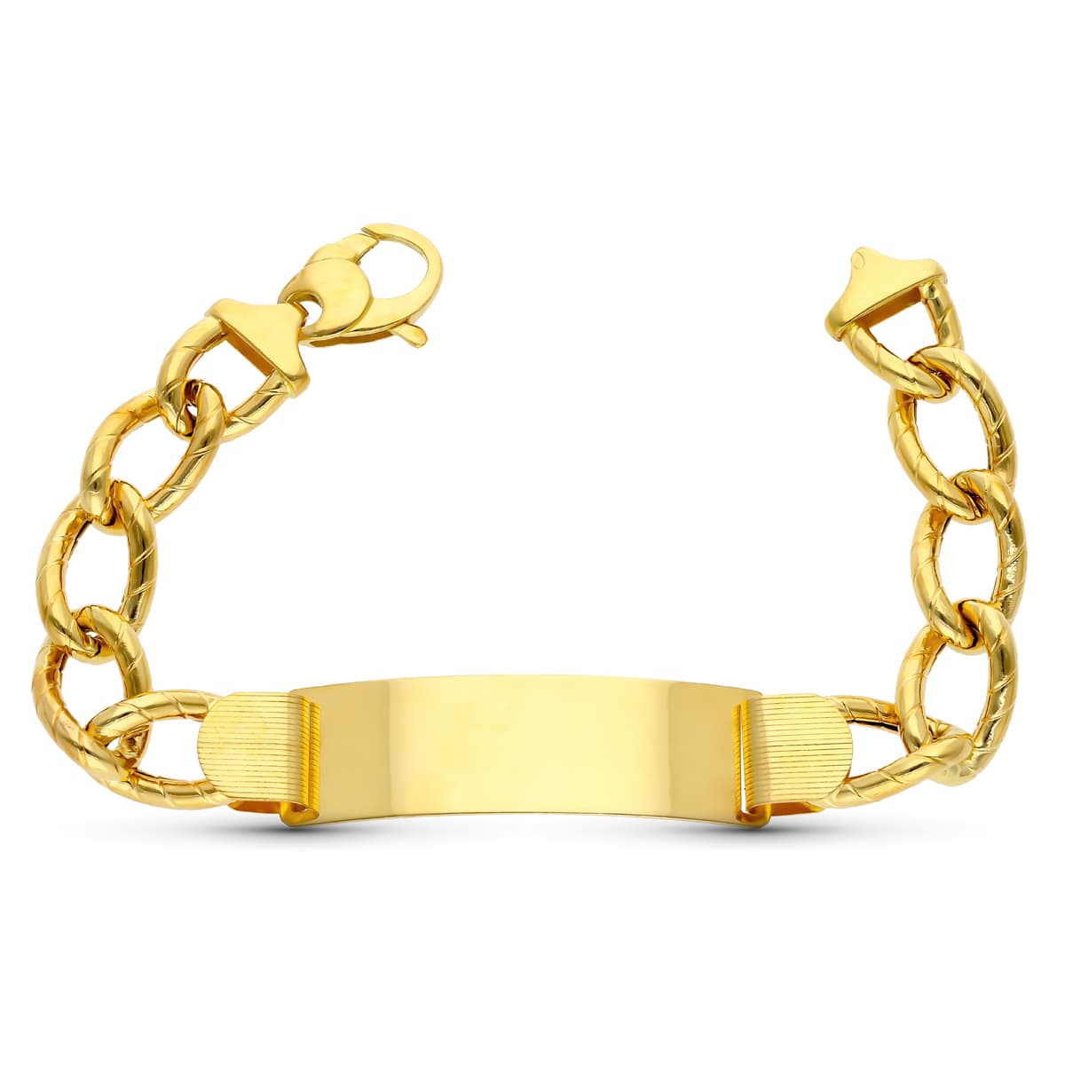 18K Hollow Yellow Gold Bracelet 21 cm 12 mm