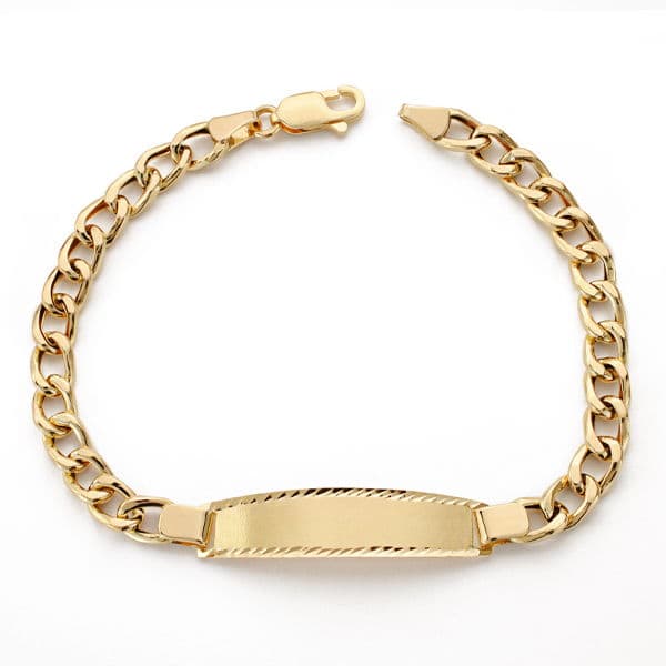 18K Yellow Gold Hollow Bearded Bracelet 19cm
