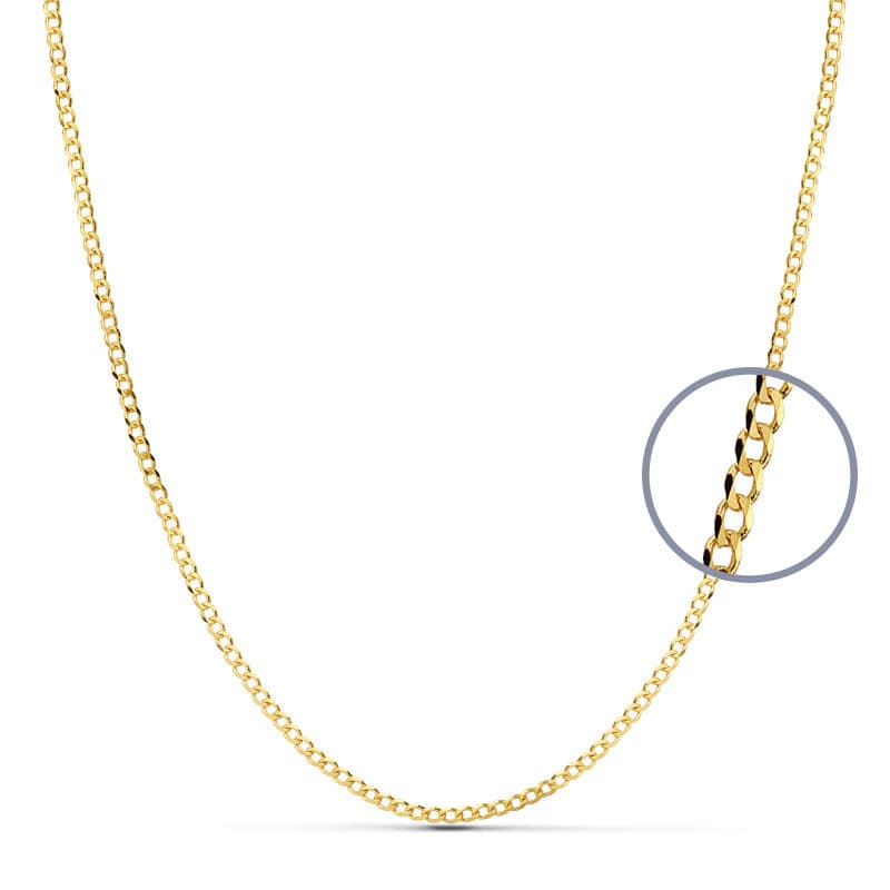 18K Solid Yellow Gold Barbada Chain 50 cm Width 2 mm