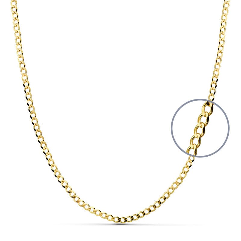 18K Cadena Oro Amarillo Barbada Maciza 60 cm Ancho 2.75 mm