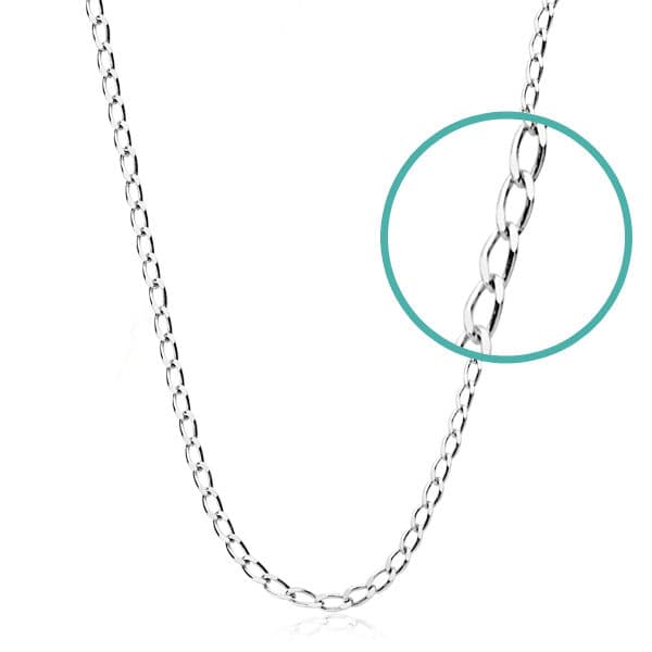 18K Cadena Maciza Oro Blanco Bilbao 1 mm 45 cm