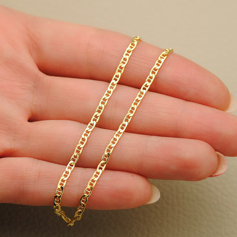 18K Yellow Gold Chain Hollow Flat Anchor Length 45 cm Width 2 mm