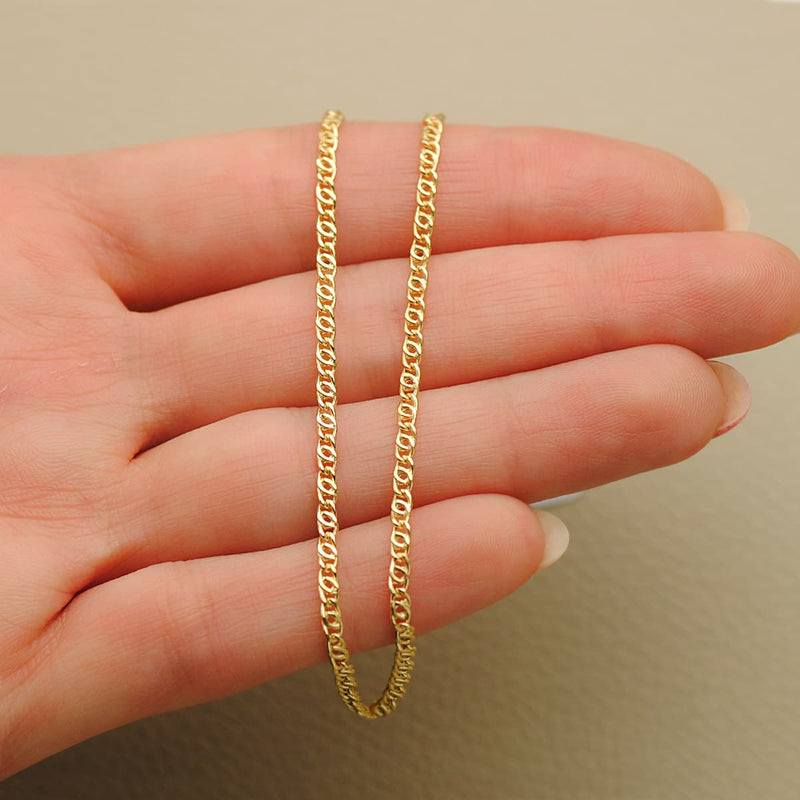 18K Yellow Gold Chain Hollow Anchor Length 50 cm Width 2 mm