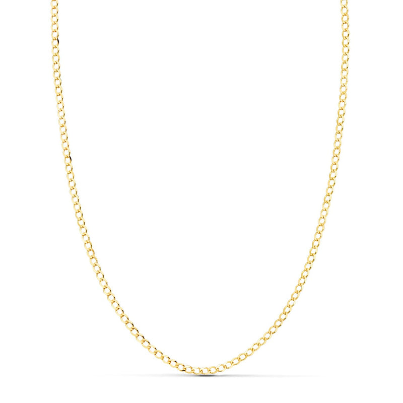 18K Cadena Oro Amarillo Barbada Maciza Largo 50 cm Ancho 1.5 mm