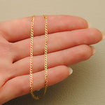 18K Cadena Oro Amarillo Barbada Maciza Largo 50 cm Ancho 1.5 mm