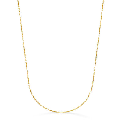 18K Yellow Gold Solid Rolo Chain Width: 1mm Length: 40 cm