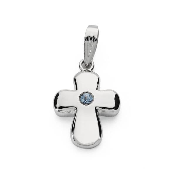18K White Gold Cross Zirconia 21x14 mm