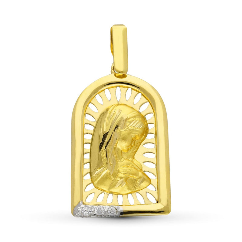 18K Yellow Gold Medal Virgin Girl 24x15 mm