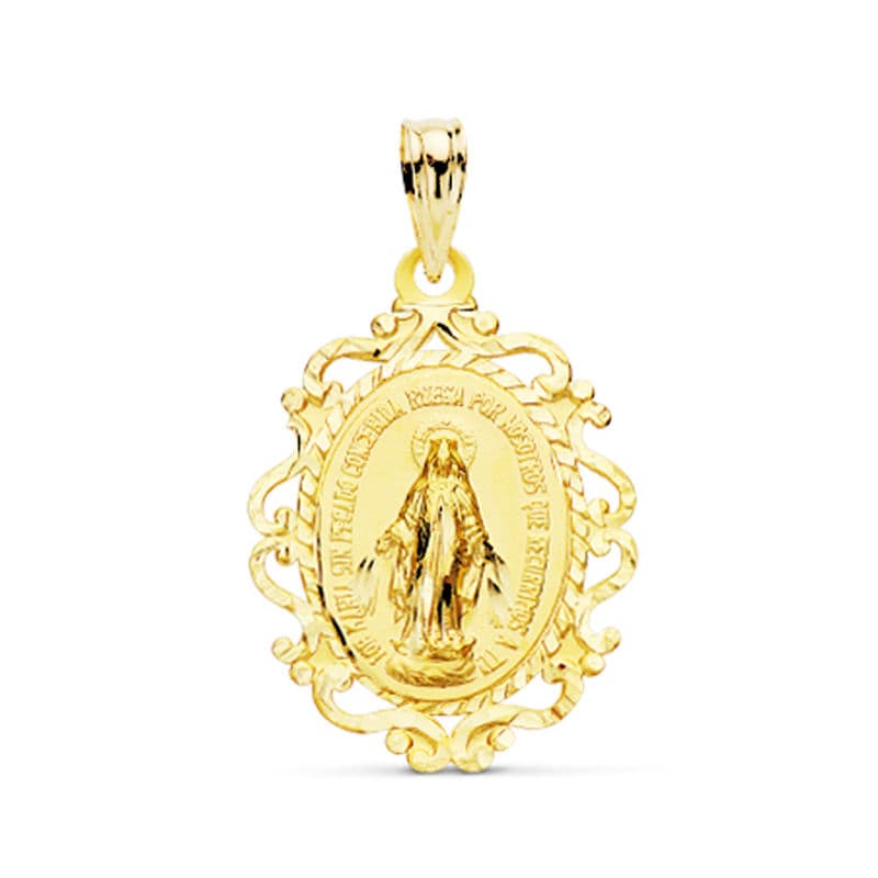 18K Virgin of the Miraculous Cerco Medal 23x16 mm 1.15Gr