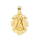 18K Medalla Oro Amarillo Virgen De Los Desamparados Cerco 31x21 mm