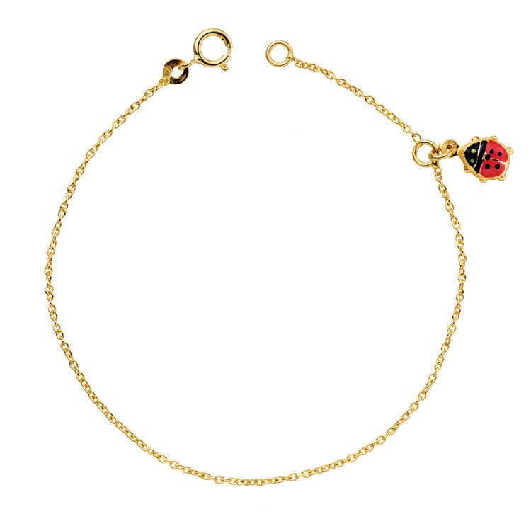 18K Girl Ladybug Enamel Bracelet 14cm
