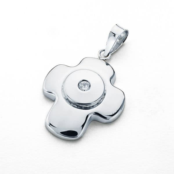 18K White Gold Cross Zirconia 21x16 mm