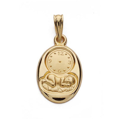 18K Medalla Niño Y Reloj 20x12 mm