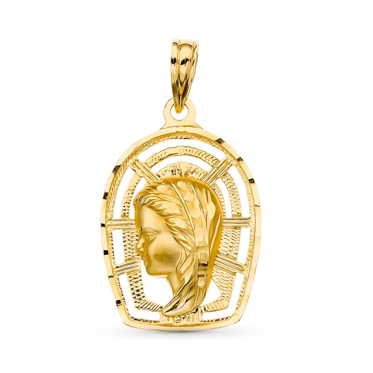 18K Yellow Gold Medal Virgin Girl 23x16 mm