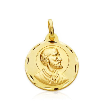 Médaille Saint François Xavier Or Jaune 18 Carats Sculptée 18 Mm