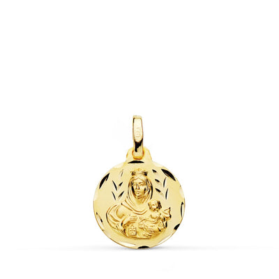Médaille Vierge de Carmen Sculptée 18K 14 mm