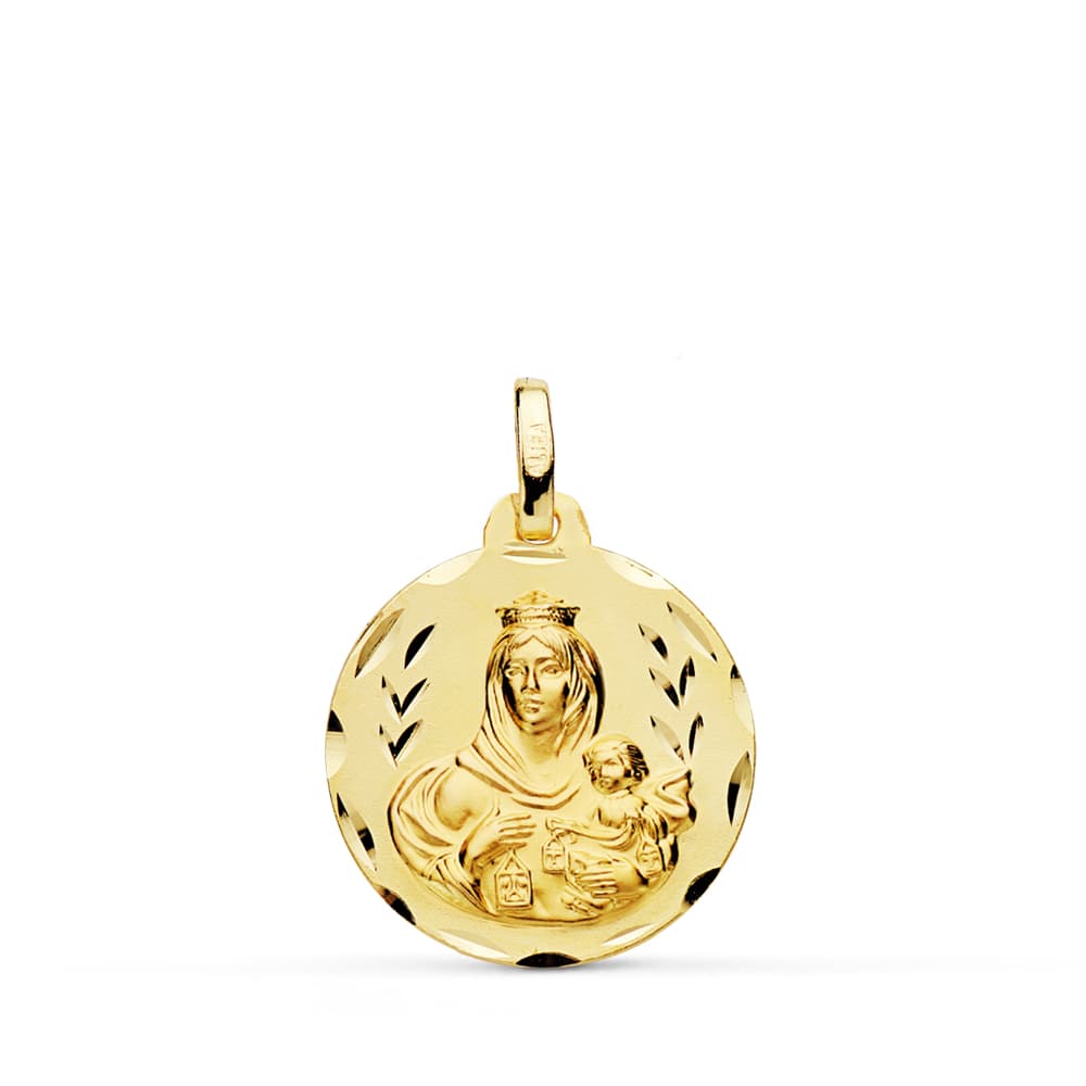 18K Carved Medal Virgin of Carmen 18 mm