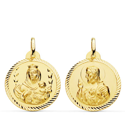 18K Helice Scapular Virgin of Carmen and Heart of Jesus. 22mm