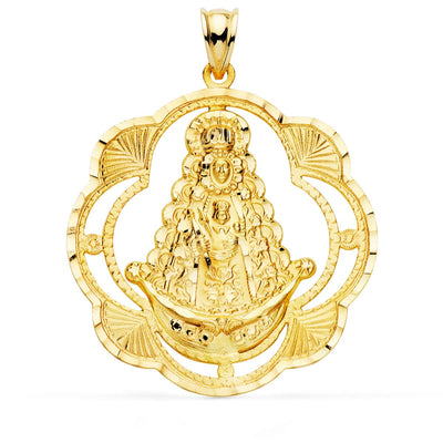 18K Medal Virgin of Rocio Tambourine 38x34 mm